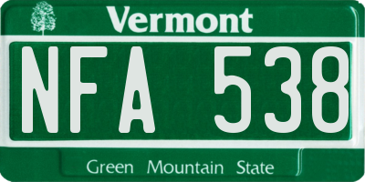 VT license plate NFA538