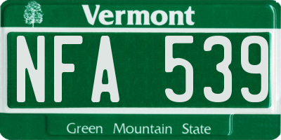 VT license plate NFA539