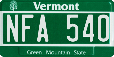 VT license plate NFA540