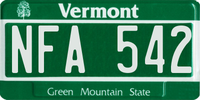 VT license plate NFA542