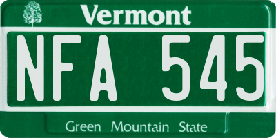 VT license plate NFA545