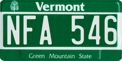 VT license plate NFA546