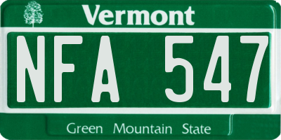 VT license plate NFA547