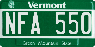 VT license plate NFA550
