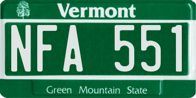 VT license plate NFA551
