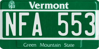 VT license plate NFA553