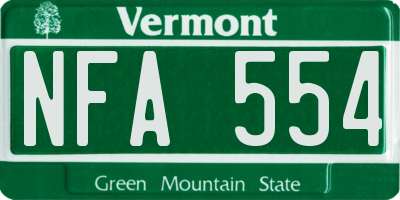 VT license plate NFA554