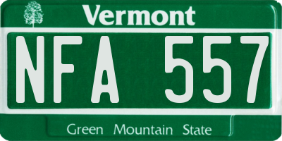 VT license plate NFA557