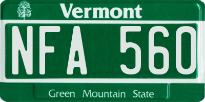 VT license plate NFA560