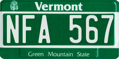 VT license plate NFA567
