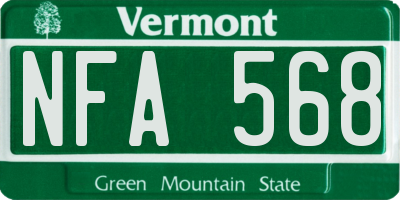 VT license plate NFA568