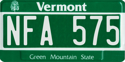 VT license plate NFA575
