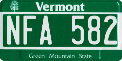 VT license plate NFA582