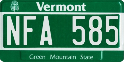 VT license plate NFA585