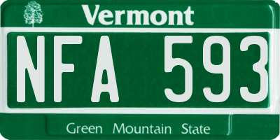 VT license plate NFA593