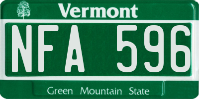VT license plate NFA596