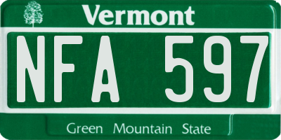 VT license plate NFA597