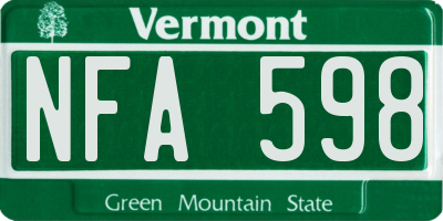 VT license plate NFA598