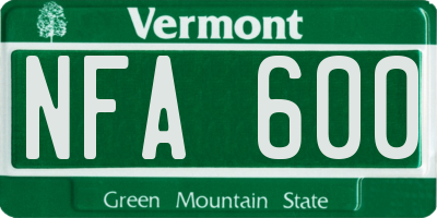 VT license plate NFA600