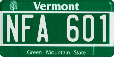 VT license plate NFA601