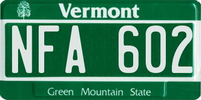 VT license plate NFA602