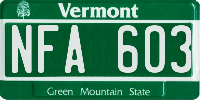 VT license plate NFA603