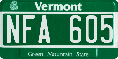 VT license plate NFA605