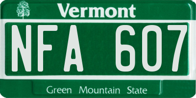 VT license plate NFA607