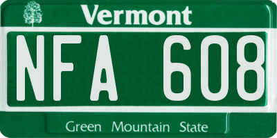 VT license plate NFA608