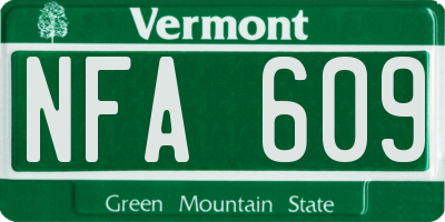 VT license plate NFA609