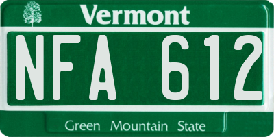VT license plate NFA612