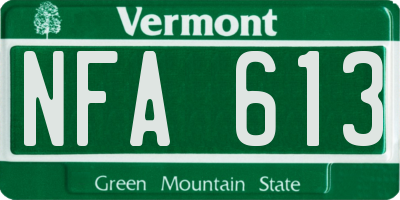 VT license plate NFA613