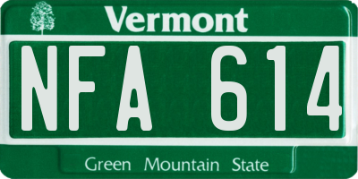 VT license plate NFA614