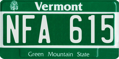 VT license plate NFA615