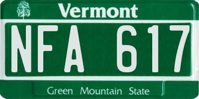 VT license plate NFA617