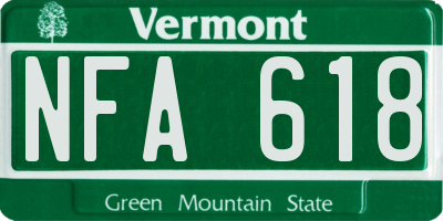 VT license plate NFA618