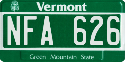 VT license plate NFA626