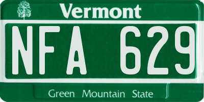 VT license plate NFA629