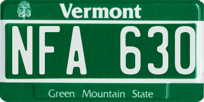 VT license plate NFA630