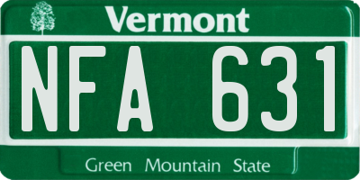 VT license plate NFA631