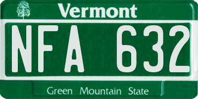 VT license plate NFA632