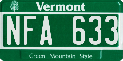 VT license plate NFA633