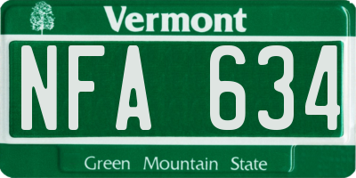 VT license plate NFA634