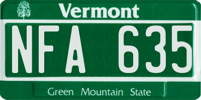 VT license plate NFA635