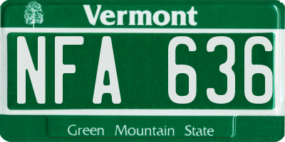 VT license plate NFA636