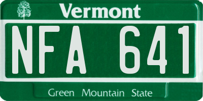 VT license plate NFA641