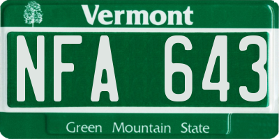 VT license plate NFA643