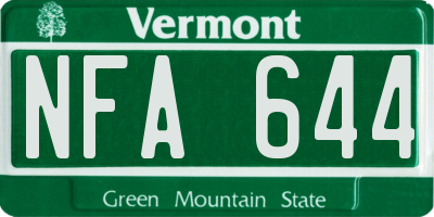VT license plate NFA644