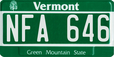 VT license plate NFA646