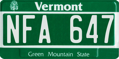VT license plate NFA647